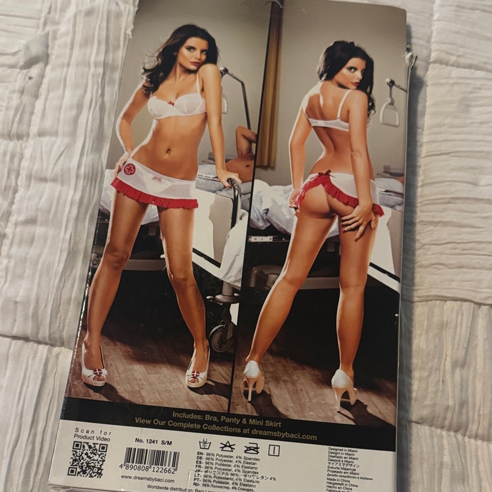 Women's Pink and White Lingerie Set